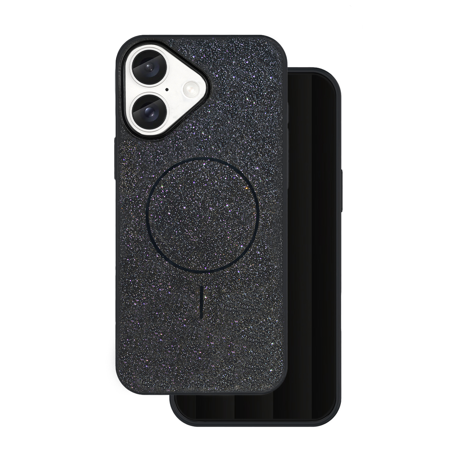Glitter Thin Mag dėklas for iPhone 16e / 17e juodas