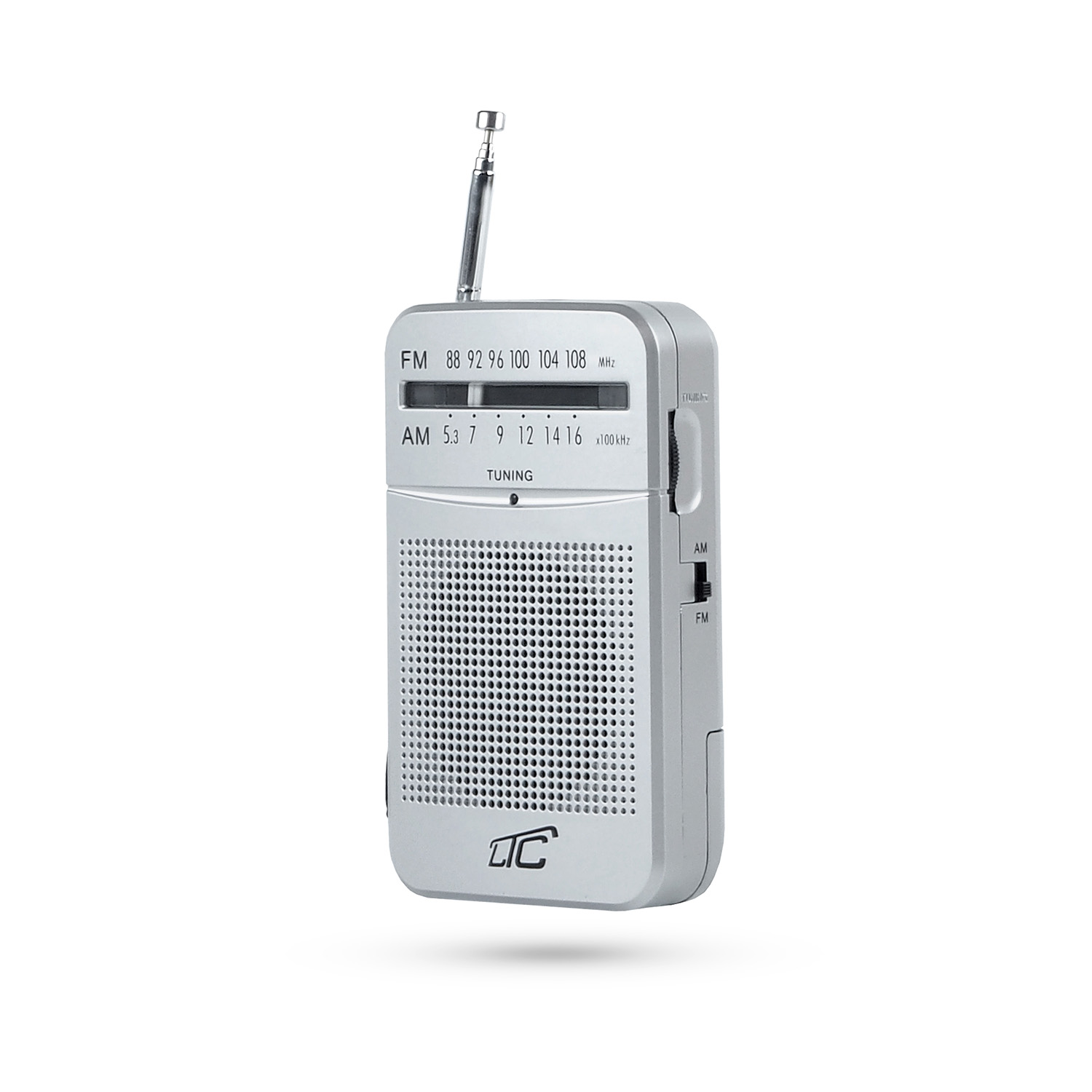 LTC portable pocket radio LEGA, AM/FM, mini jack, sidabrinis