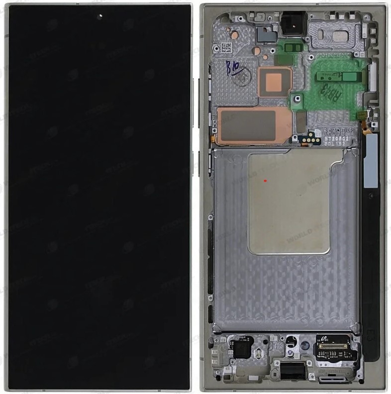 LCD ekranas Samsung S928 S24 Ultra su jutikliniu ekranu ir rėmeliu Titanium Grey/Orange/Violet originalus (naudotas Grade A)