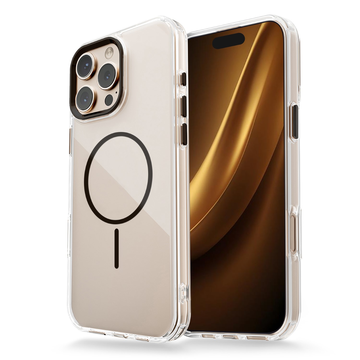 Skaidrus Thin Mag dėklas iPhone 17 Pro 6,3", juodas