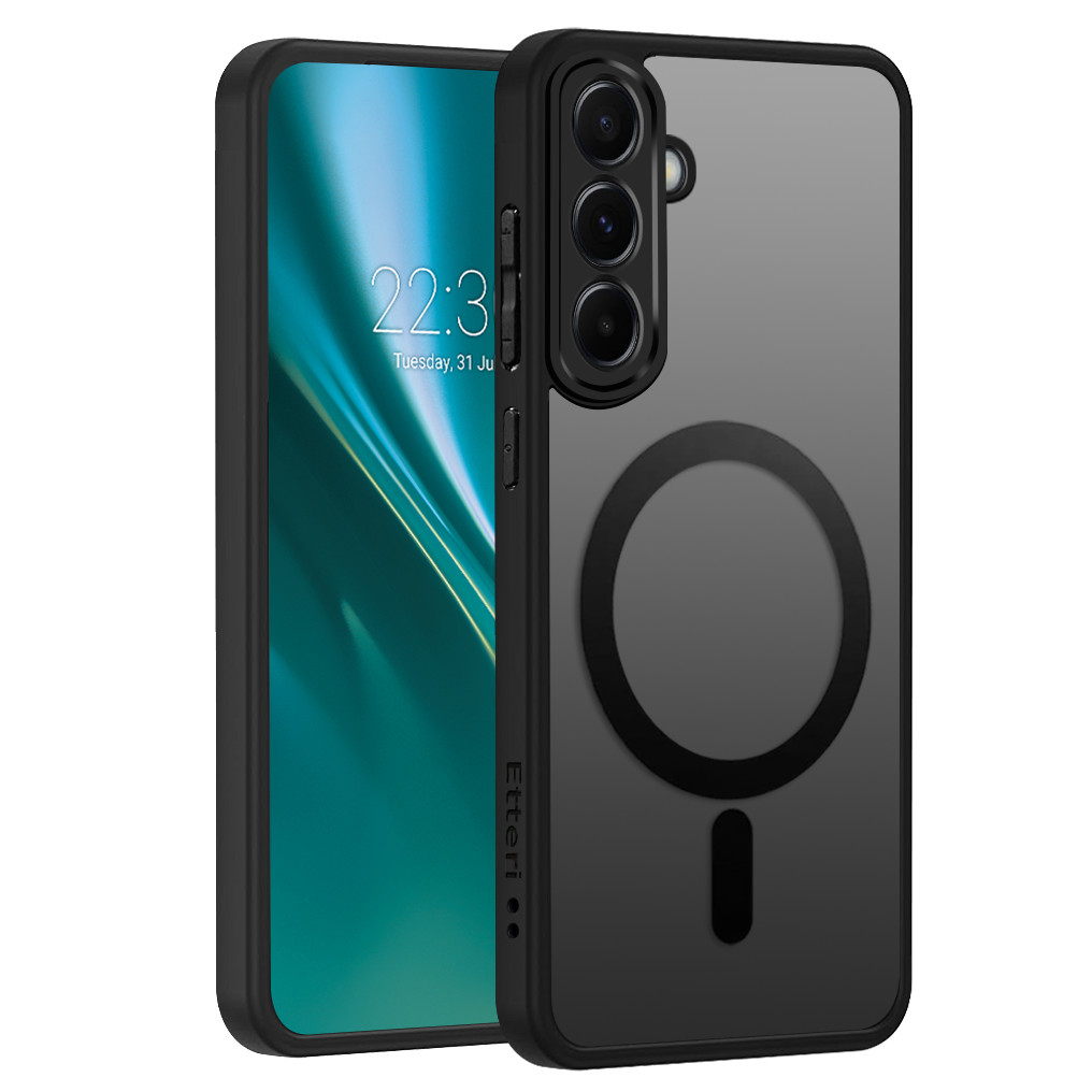 Etteri matinis magnetinis dėklas telefonui Samsung Galaxy A55 5G juodas