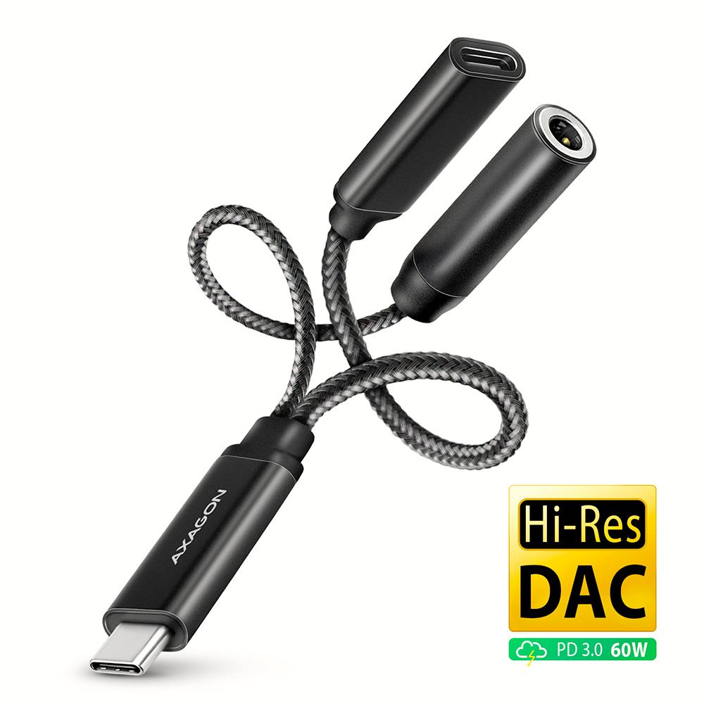 GARSO PLOKŠTĖS ADAPTERIS USB-C/3.5MM/HI-RES DAC ADA-HCPD AXAGON