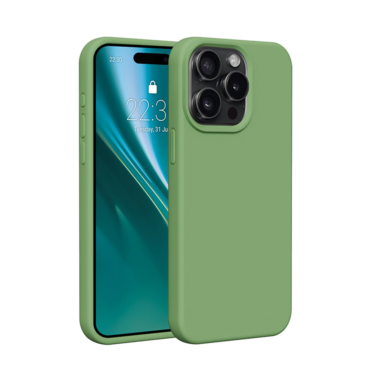 Etteri silikoninis dėklas telefonui iPhone 15 Pro Max 6,7" šviesiai žalias