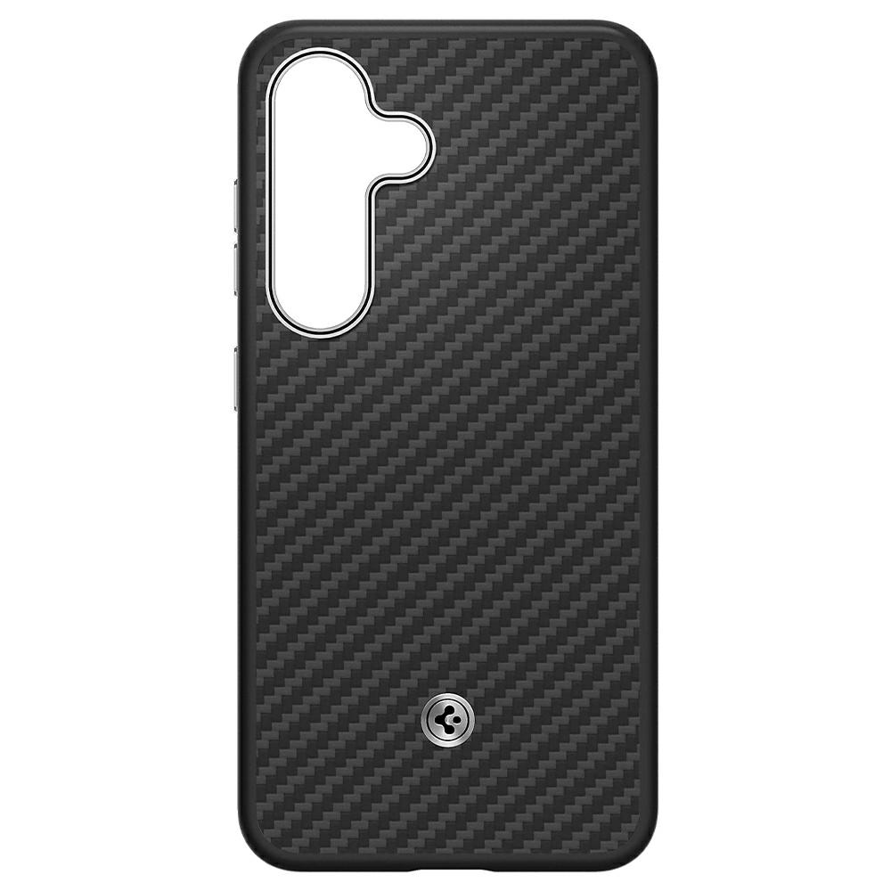 Samsung Enzo Aramid dėklas Samsung Galaxy S25, juodas-sidabrinis