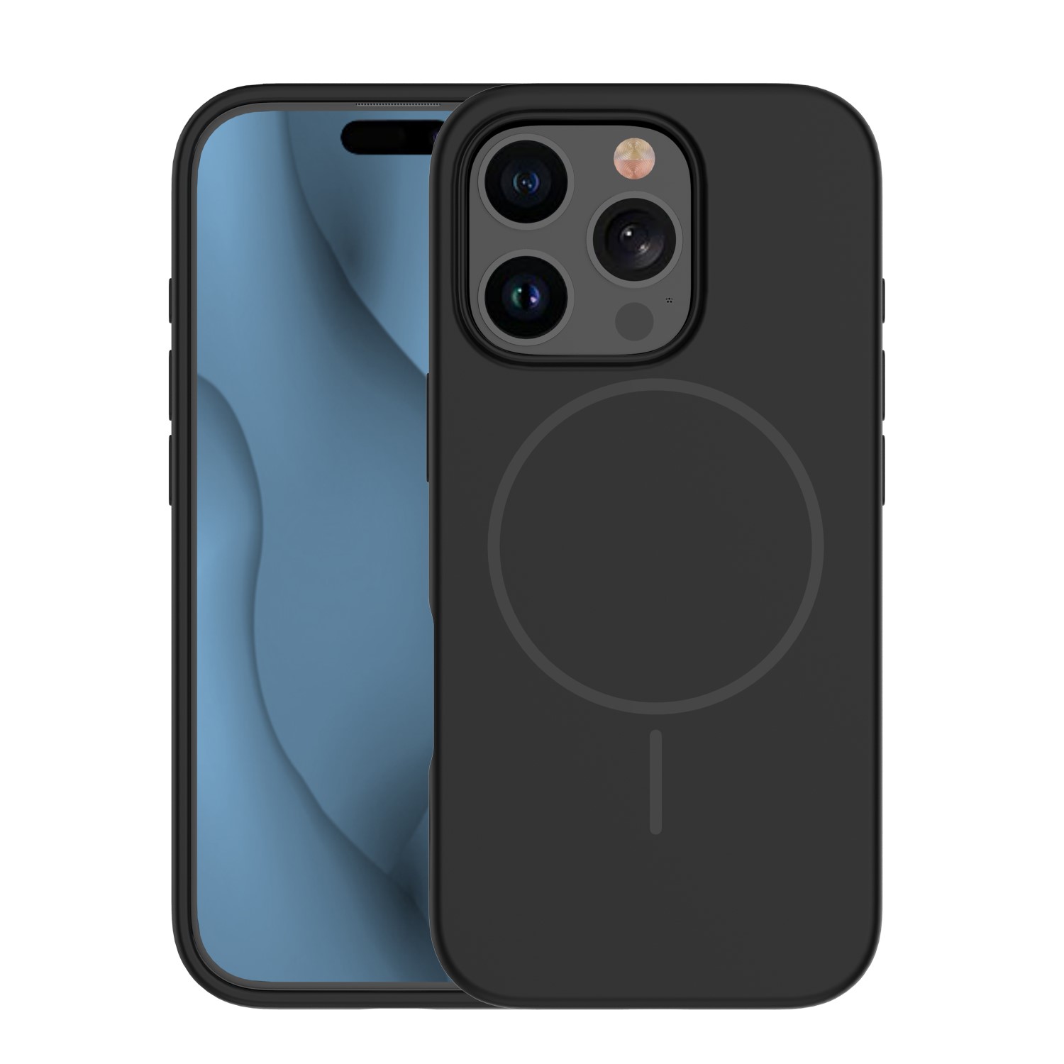 Silikoninis Itin plonas Magnetinis dėklas telefonui iPhone 15 Pro Max 6,7" juodas