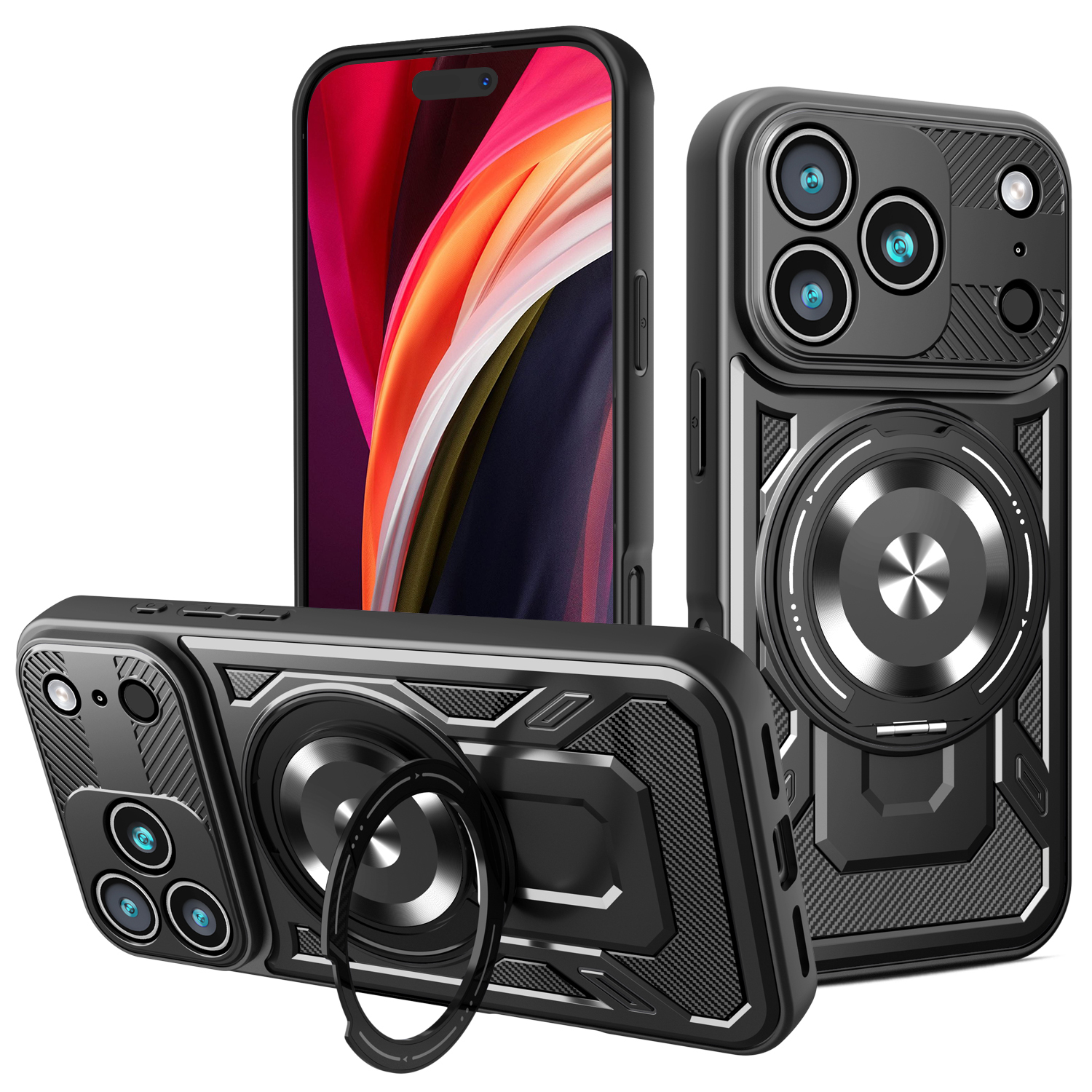 Defender Armor Mag dėklas for iPhone 17 Pro 6,3" juodas