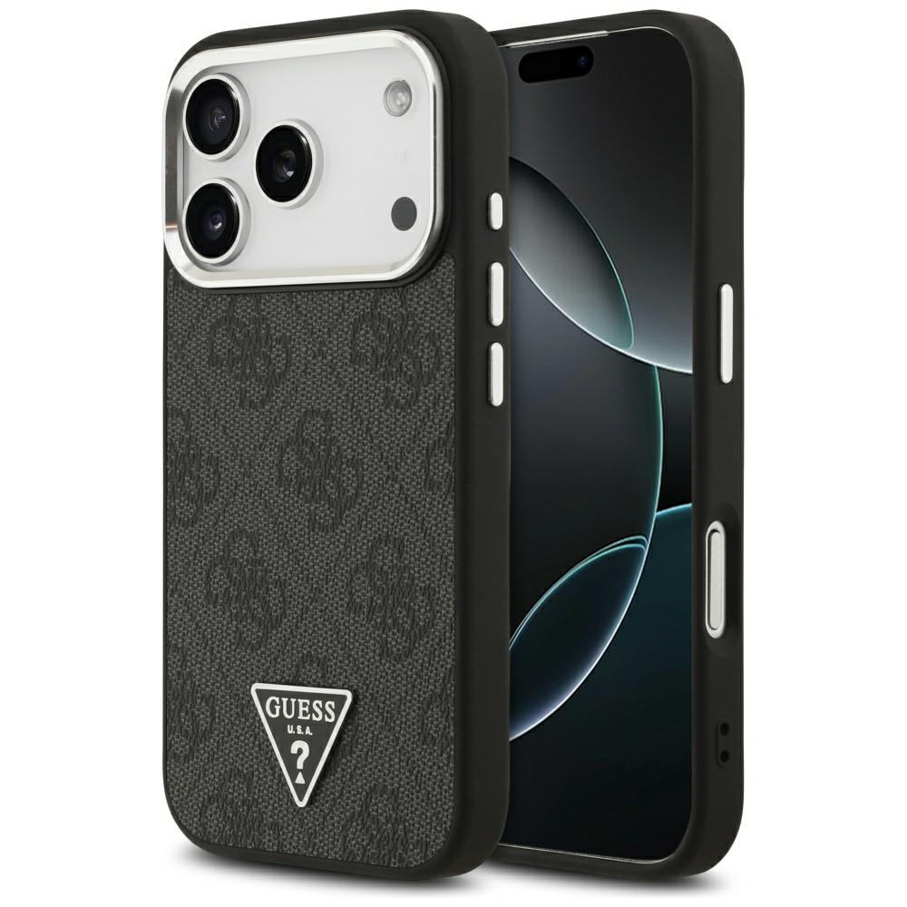 Guess 4G Triangle Logo Magnetinis dėklas telefonui iPhone 17 Pro - juodas