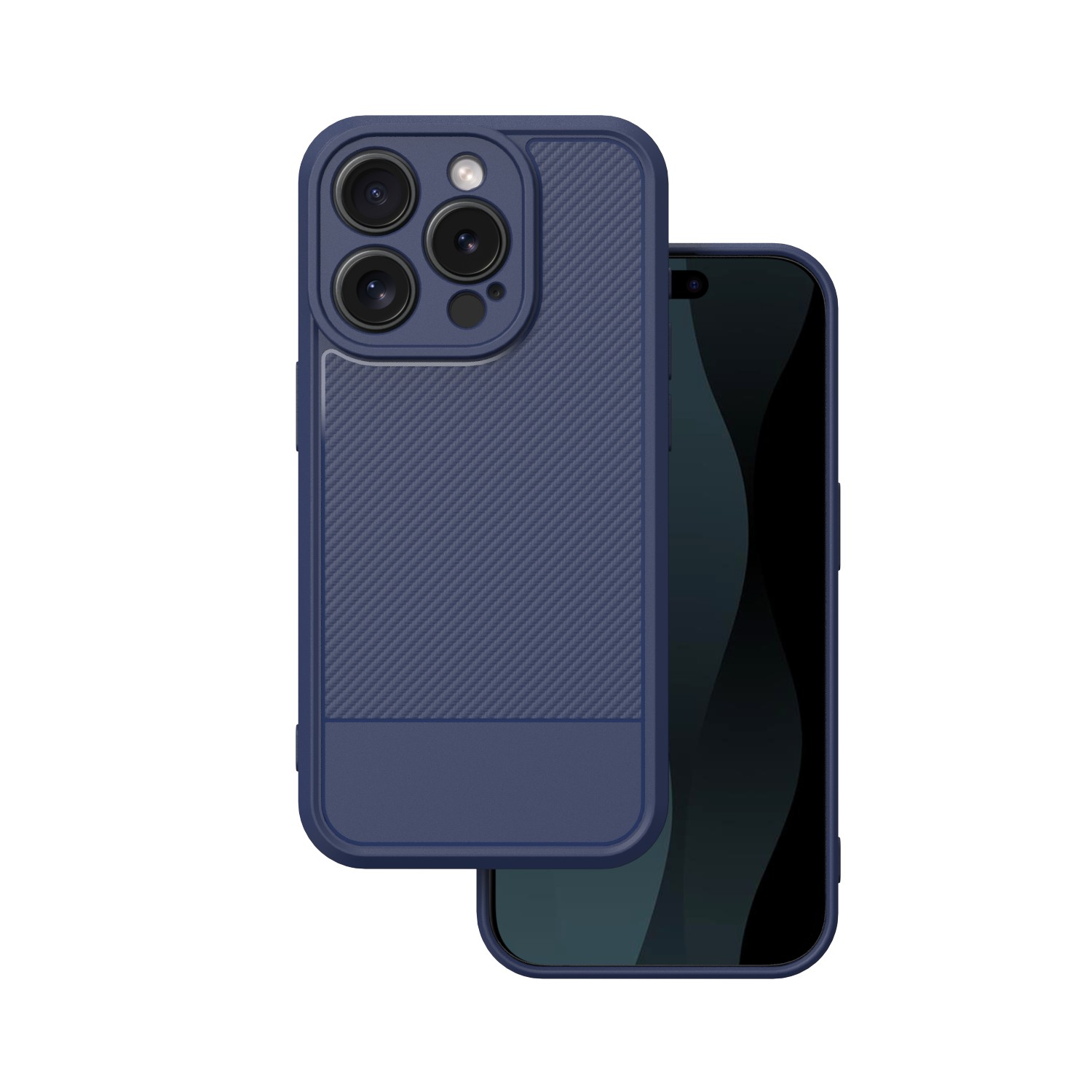 Dėklas telefonui paprastas anglies pluošto iPhone 15 Pro 6,1 mėlynas