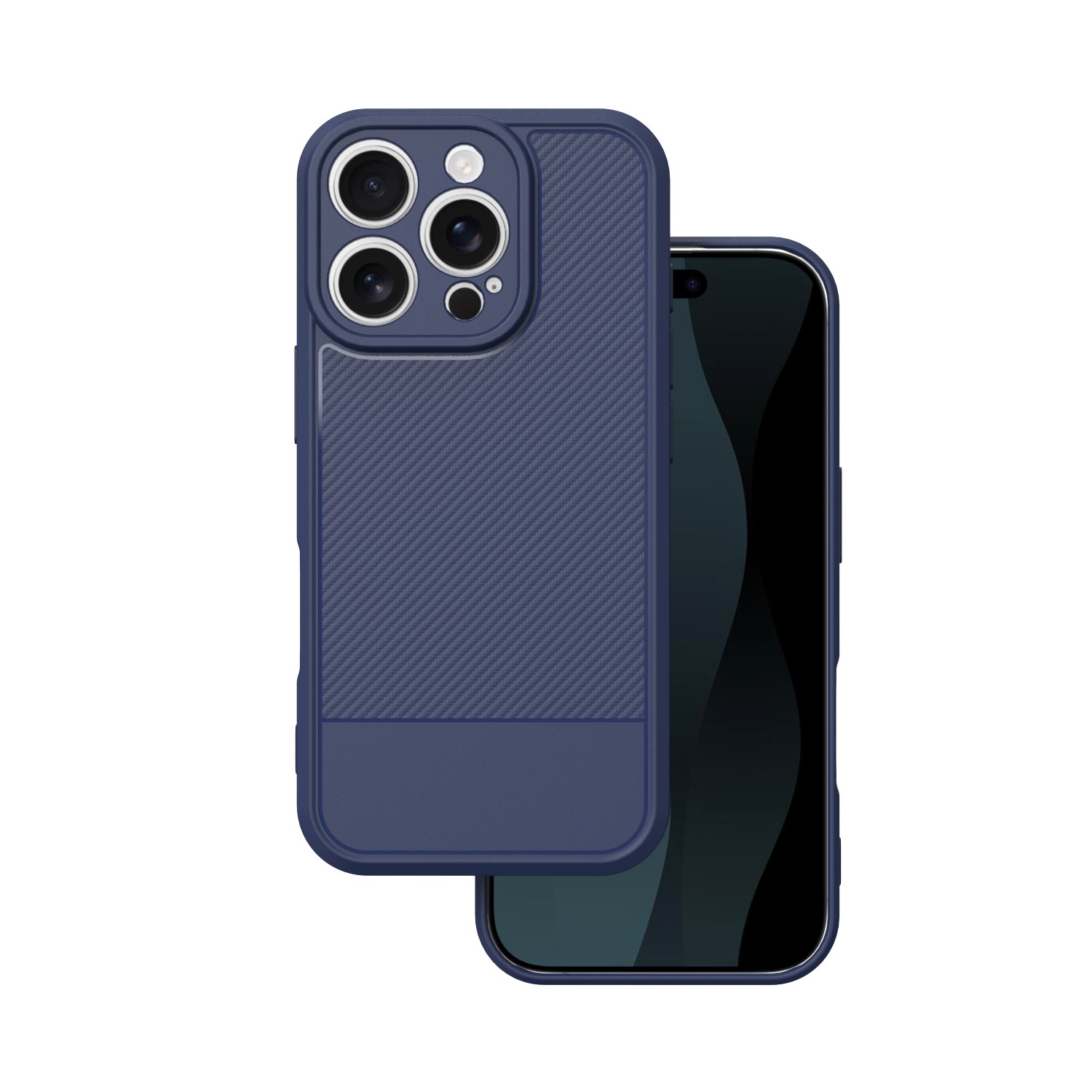 Dėklas telefonui paprastas anglies pluošto iPhone 16 Pro 6,3 mėlynas