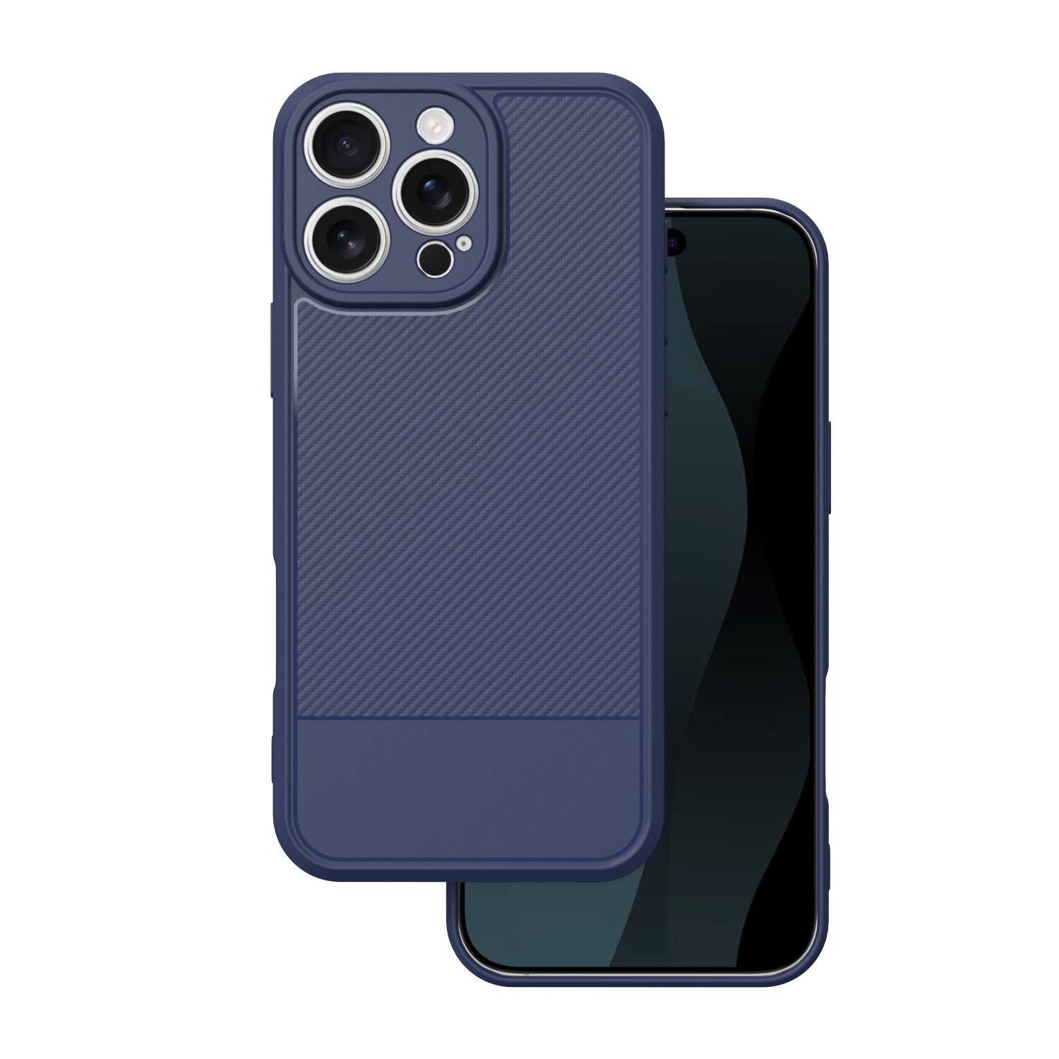 Dėklas telefonui paprastas anglies pluošto iPhone 16 Pro Max 6,9 mėlynas