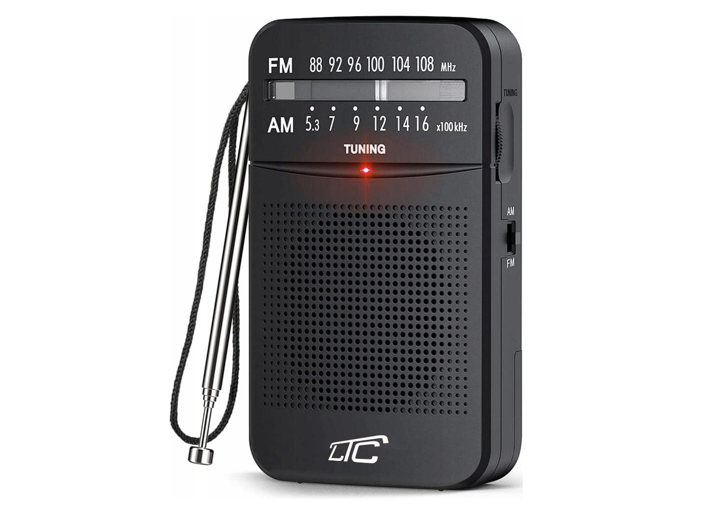 LTC portable pocket radio LEGA, AM/FM, mini jack, juodas