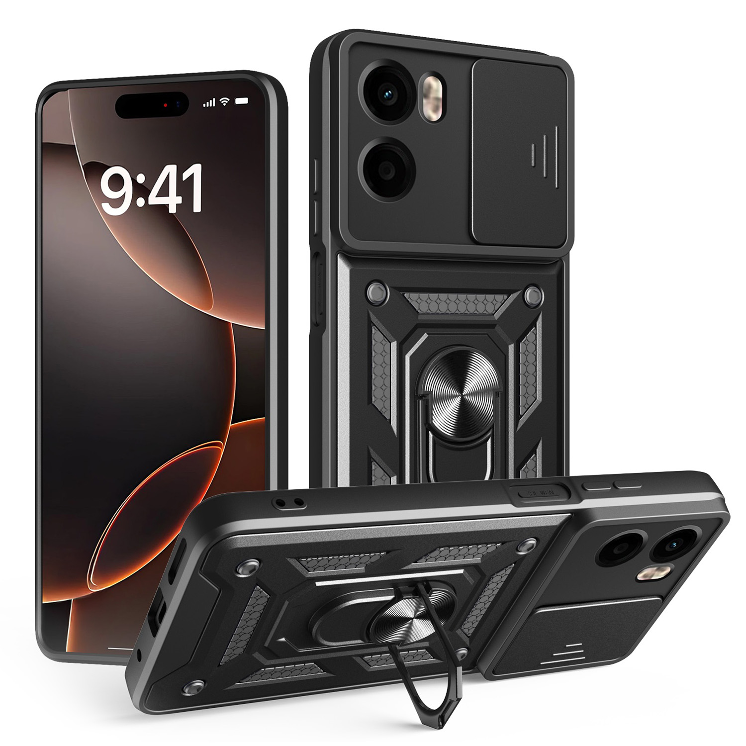 Defender Slide dėklas telefonui Motorola Moto E15 / G05 juodas