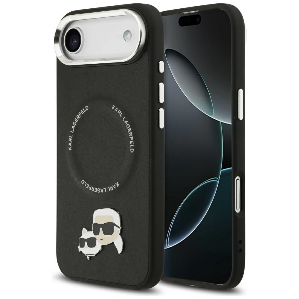 KARL LAGERFELD dėklas telefonui IPHONE 17 Air, suderinamas su magnetiniu MagSafe (KLHMP17MPSMLRKCK, PU K&C PINS) juodas