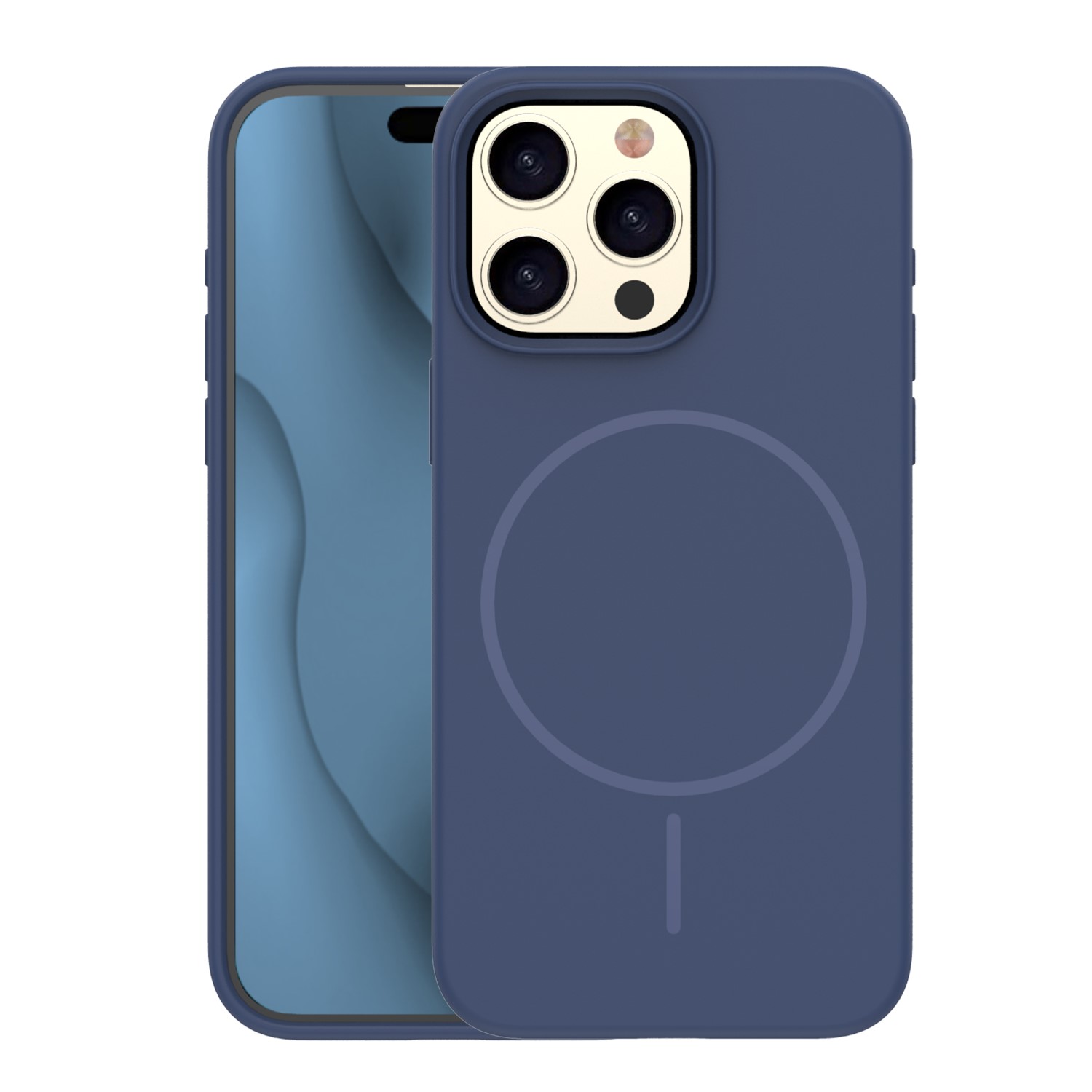 Silikoninis Thin Mag dėklas for iPhone 15 Pro 6,1" tamsiai mėlynas