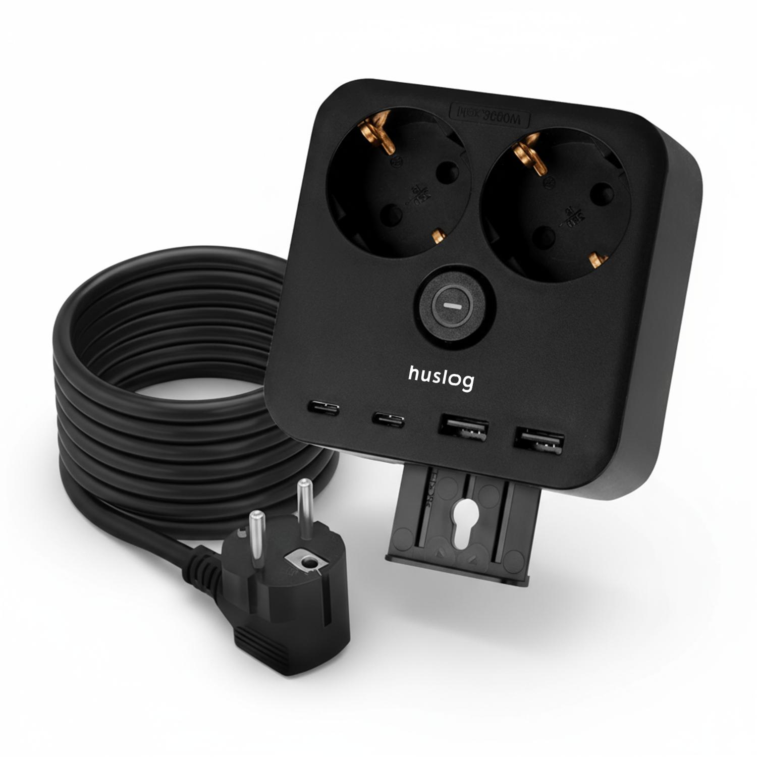 Huslog Power strip with phone laikiklis HUS1055