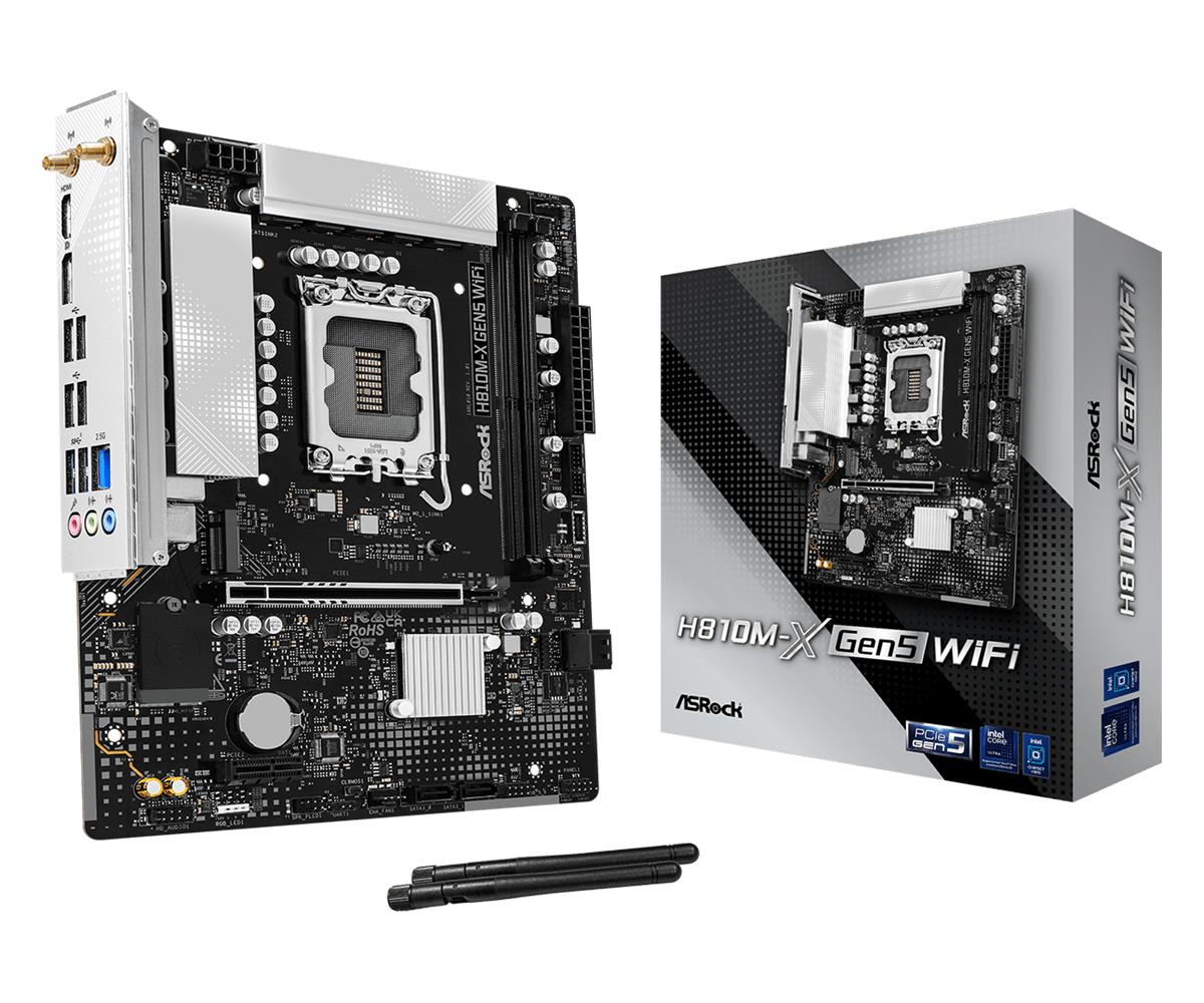 Pagrindinė plokštė|ASROCK|LGA 1851 (Socket V1)|RAM DDR5-SDRAM|2xSlots|H810M-XGEN5WIFI