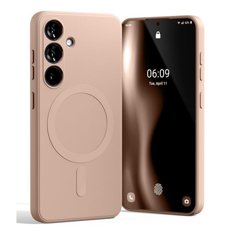 Mercury Semi-Silicone MagSafe dėklas, skirtas Samsung S24 FE, smėlio rožinis