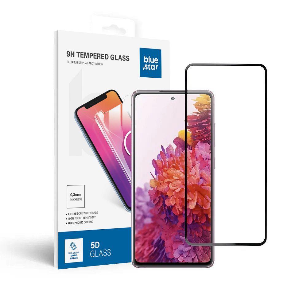 Apsauginis stiklas Blue Star - SAMSUNG Galaxy S20 FE pilnas paviršius (pilnas klijavimas/draugiškas dėklui) - juodas Apsauginis stiklas Blue Star