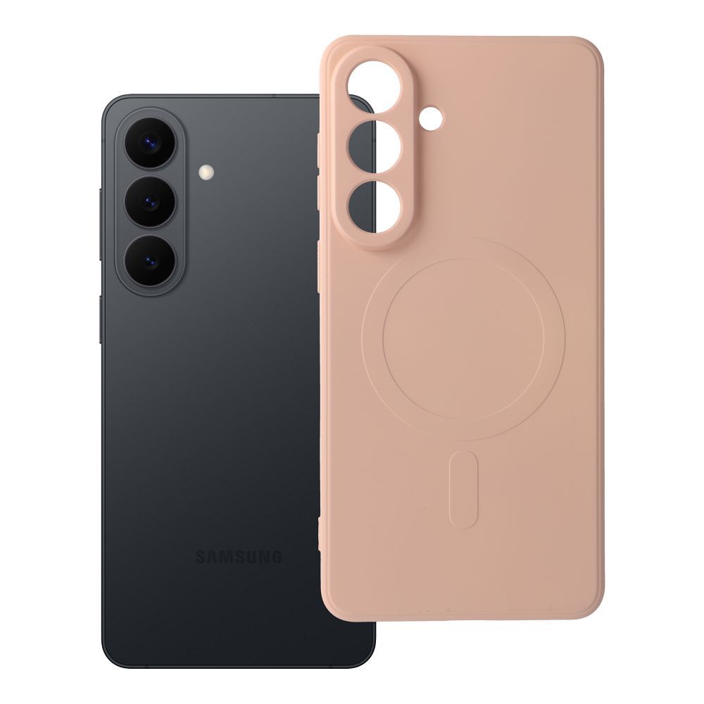 Silikoninis magnetinis dėklas telefonui, suderinamas su MagSafe, skirtas SAMSUNG S26 Edge, rožinis