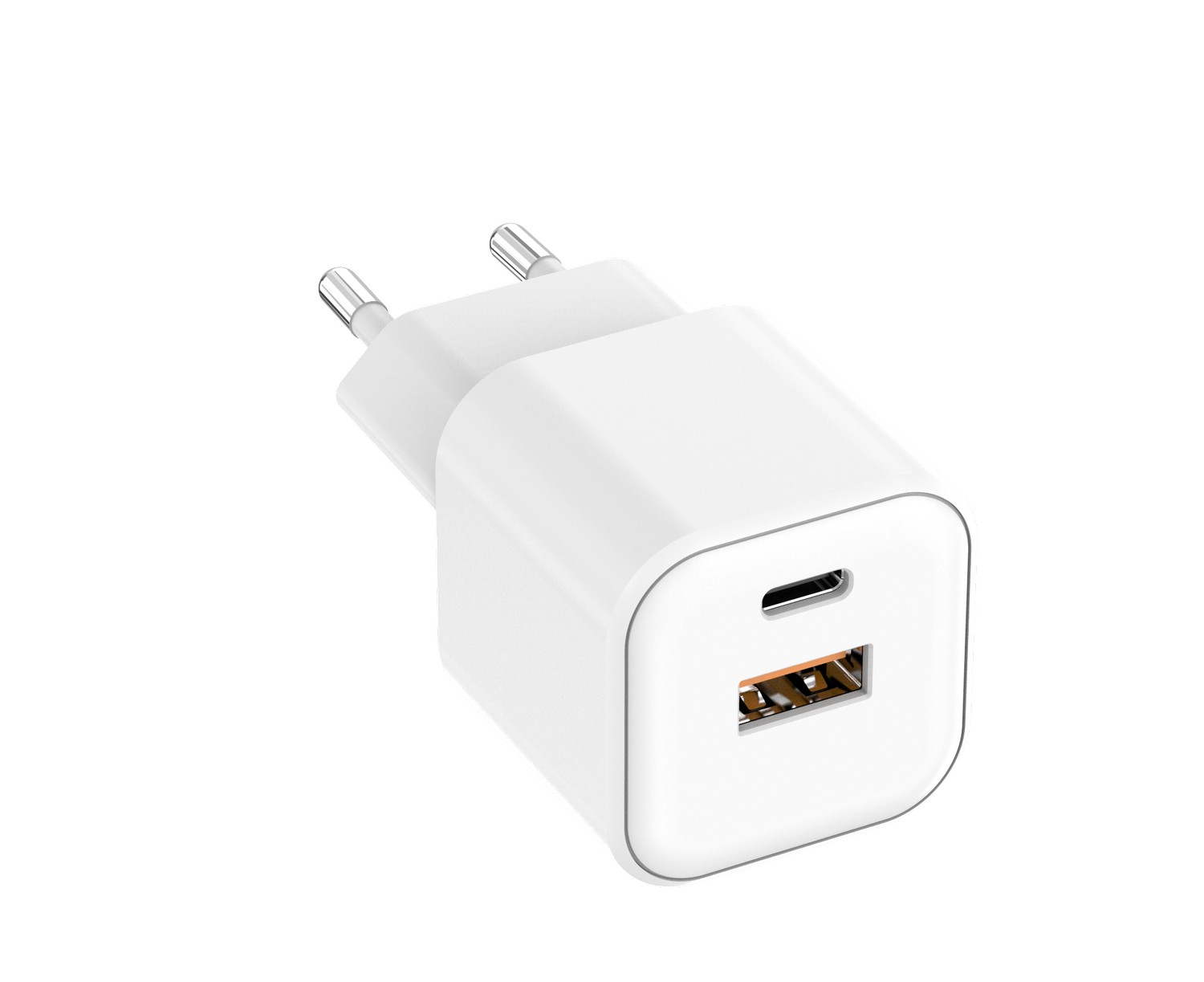 "Setty" sieninis įkroviklis USB-A + USB-C 20W LSGaN-AC-200, baltas