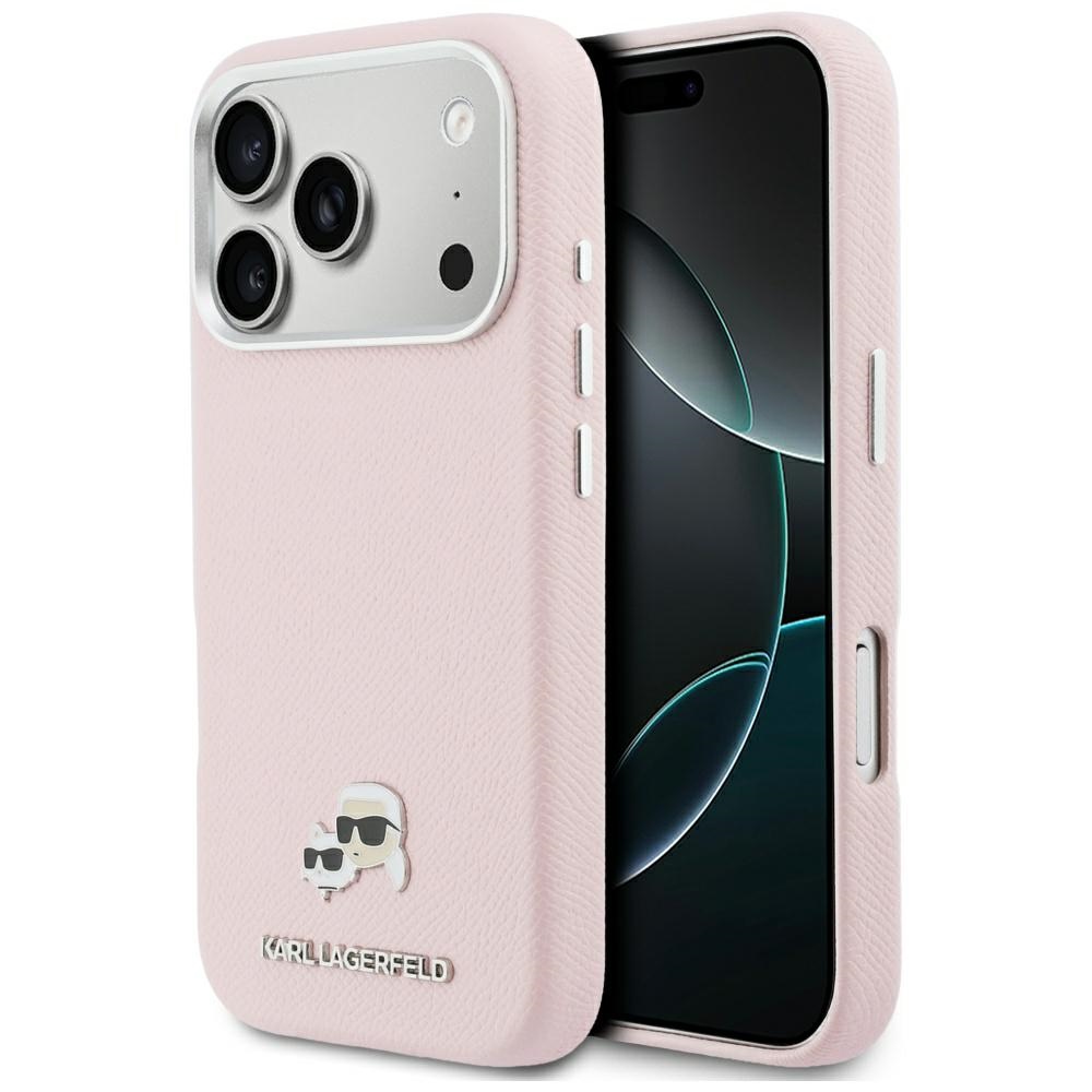 Karl Lagerfeld dėklas, skirtas iPhone 17 Pro Max 6,9", HC MAGSAFE PU FW su K&C galvos ženkliuku, rožinis