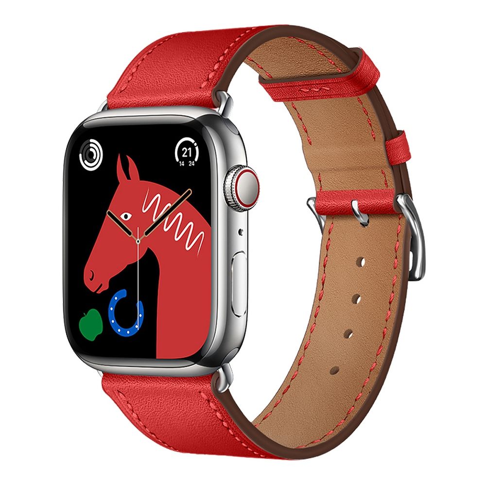 FORCELL F-DESIGN FA20 ekologiškos odos dirželis APPLE laikrodžiui 42 / 44 / 45 / 49 mm raudonas