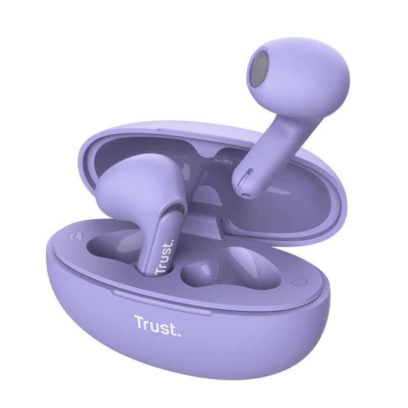 TRUST YAVI belaidės ausinės BT ENC, violetinės, 25299