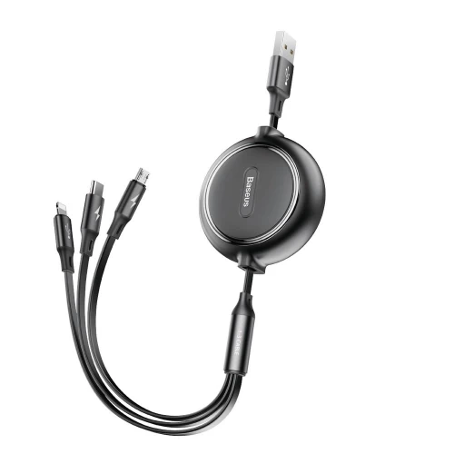 USB laidas Baseus 3in1 juodas 35cm / 120cm