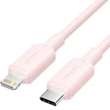 Laidas USB-C į Lightning 2m rožinis Vention