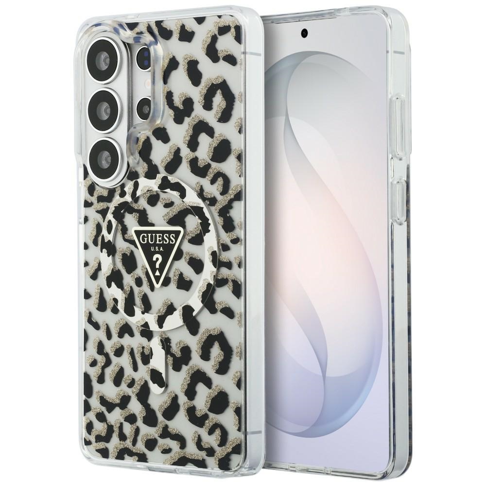 GUESS dėklas for SAMSUNG S26 Ultra GUHMS26LHLEGTGLK (Magnetic IML Leopard Print Triangle) juodas