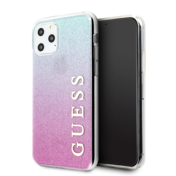 Guess GUHCN58PCUGLPBL iPhone 11 Pro розово-синий/розово-синий жёсткий чехол Glitter Gradient