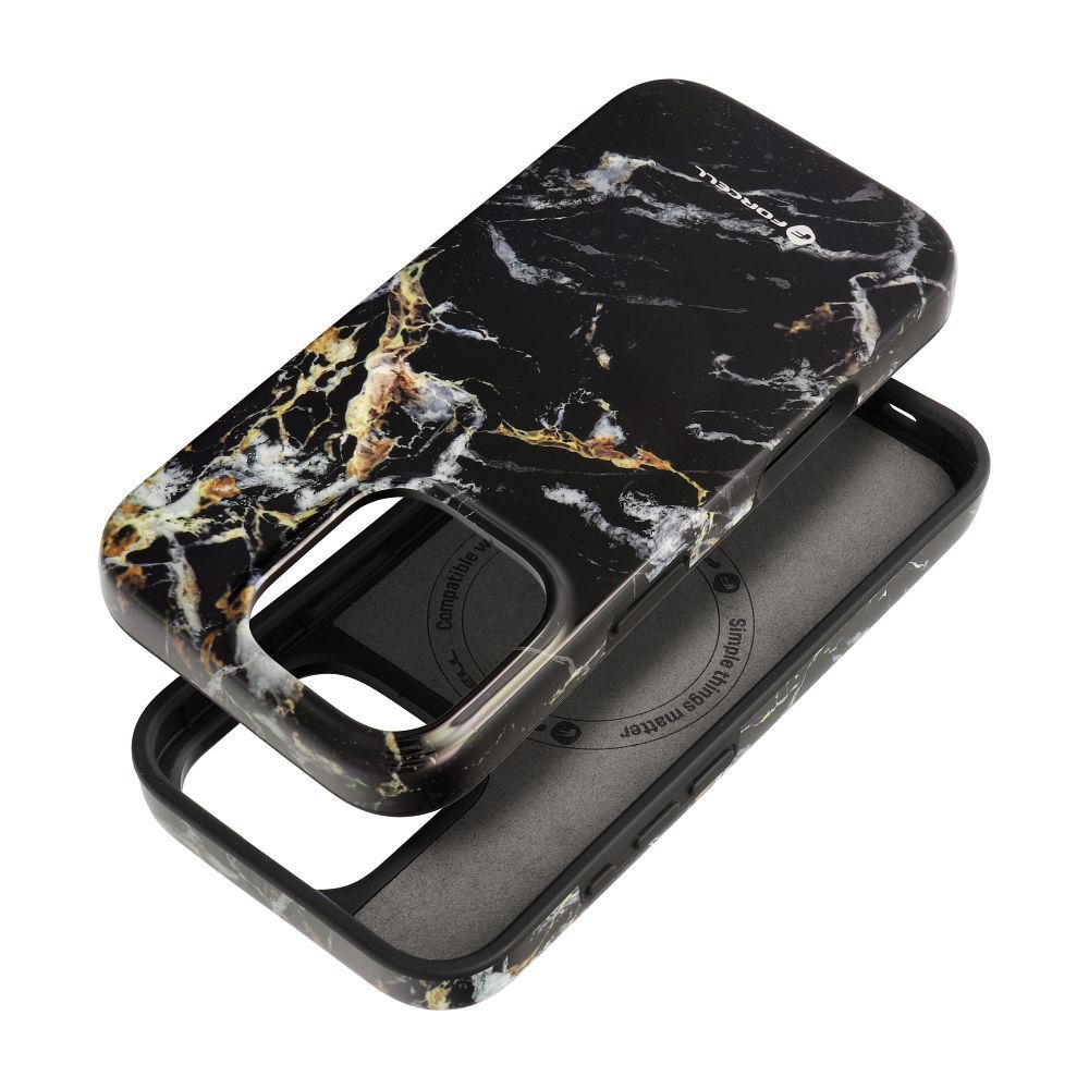 FORCELL F-PROTECT Mirage, militarinio kritimo testuotas dėklas telefonui, MagSafe suderinamas IPHONE 16 PRO juodas