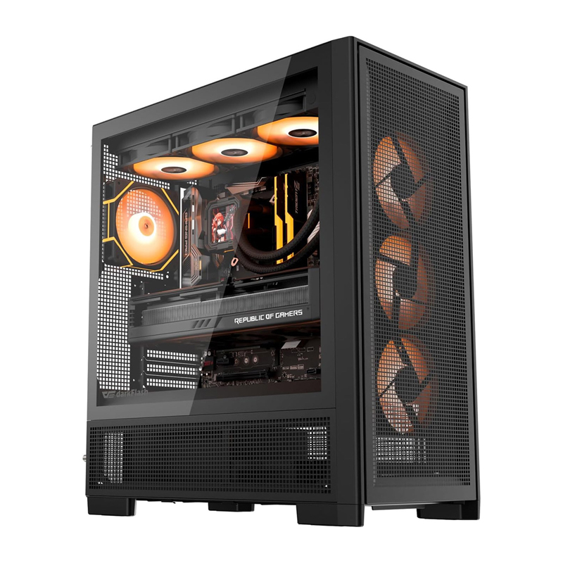 DarkFlash AIRNOVA computer dėklas (juodas) + 3 fans