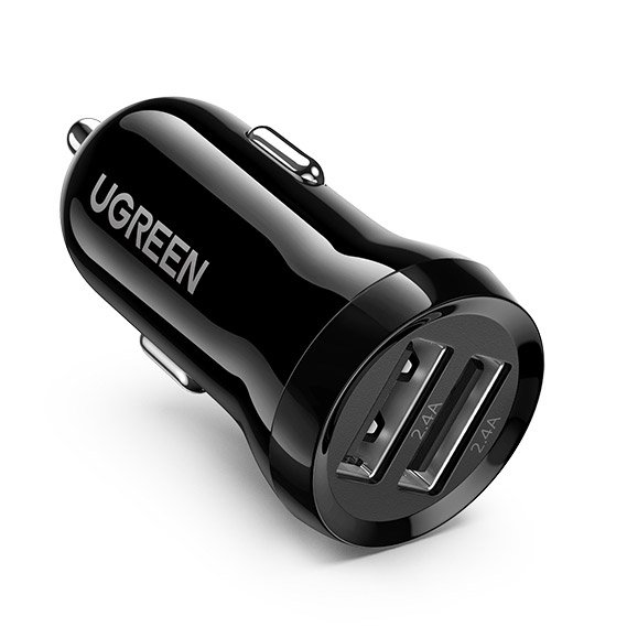 Ugreen automobilinis įkroviklis 2x USB 24W 4.8A (2x 2.4A) juodas (50875)