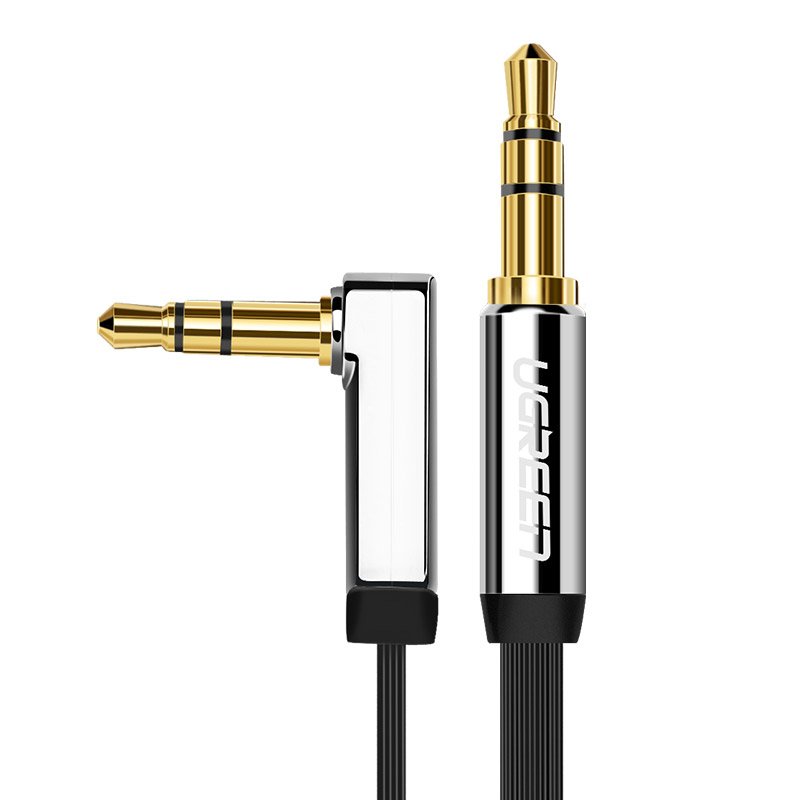Ugreen plokščias AUX garso laidas 3.5 mm mini jack 2m sidabrinis (10599)