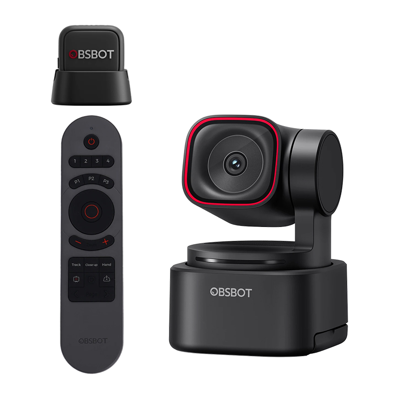 OBSBOT Tiny 3 Lite internetinė kamera su nuotolinio valdymo pultu ir mikrofonu