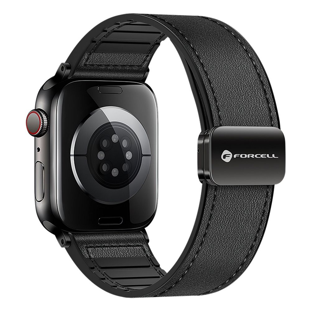 FORCELL F-DESIGN FA21 ekologiškos odos dirželis APPLE laikrodžiui 38 / 40 / 41 mm juodas