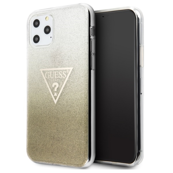 Guess GUHCN65SGTLGO kietas dėklas iPhone 11 Pro Max Glitter Triangle – auksinis