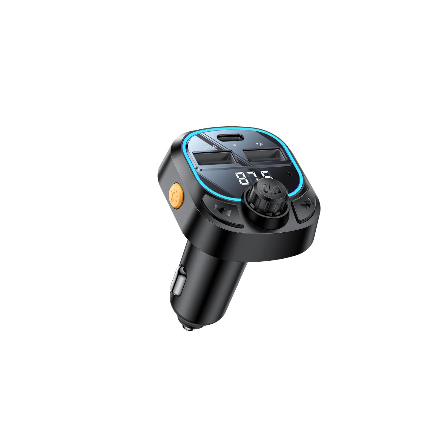 YESIDO BT 5.3 TRANSMITTER Y70 15W LED USB-2xA+C+ MICROSD juodas