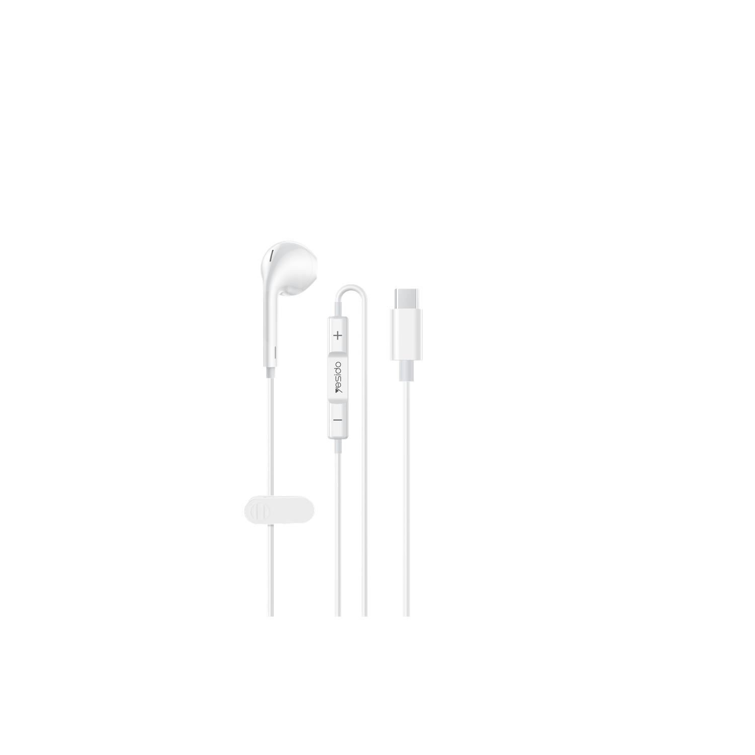 YESIDO EAR PHONES YH55 TYPE-C 120CM baltas