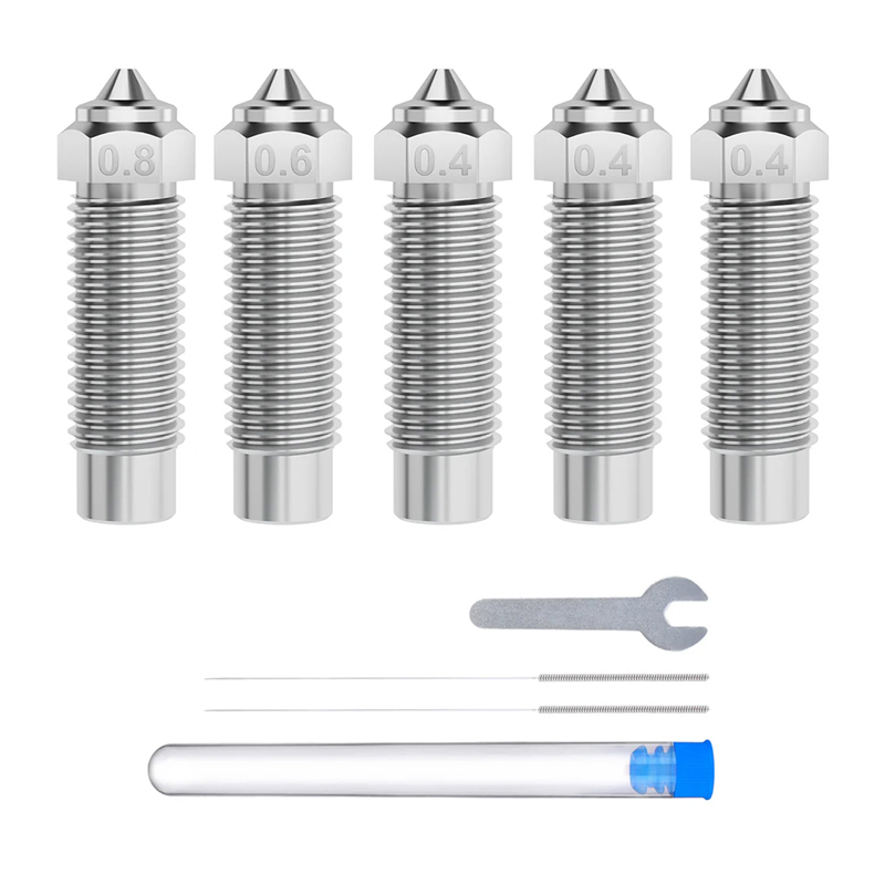 ELEGOO Neptune 4 Plus / 4 Max Grūdinto plieno antgalių rinkinys (0.4 mm x3, 0.6 mm x1, 0.8 mm x1)