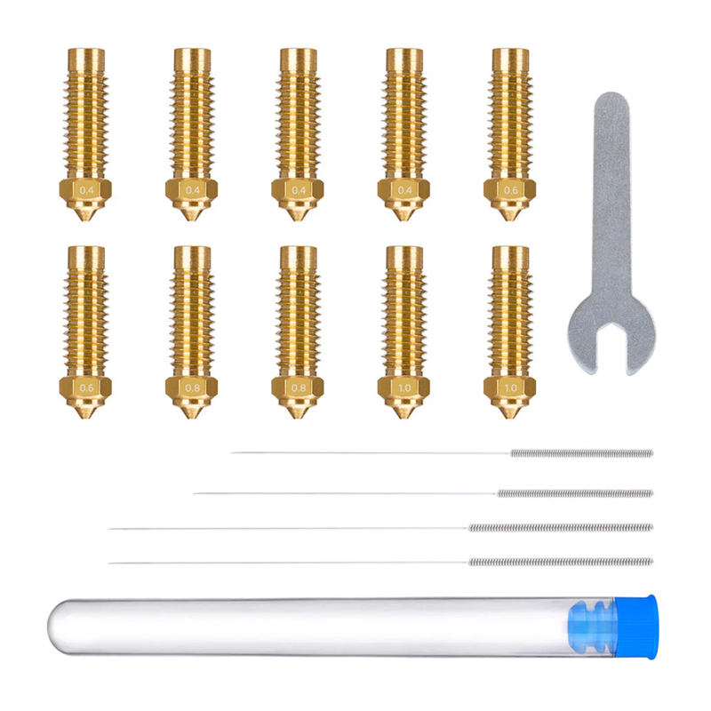 ELEGOO Neptune 4 Plus / 4 Max Žalvario antgalių rinkinys (0.4 mm x4, 0.6 mm x2, 0.8 mm x2, 1.0 mm x2)