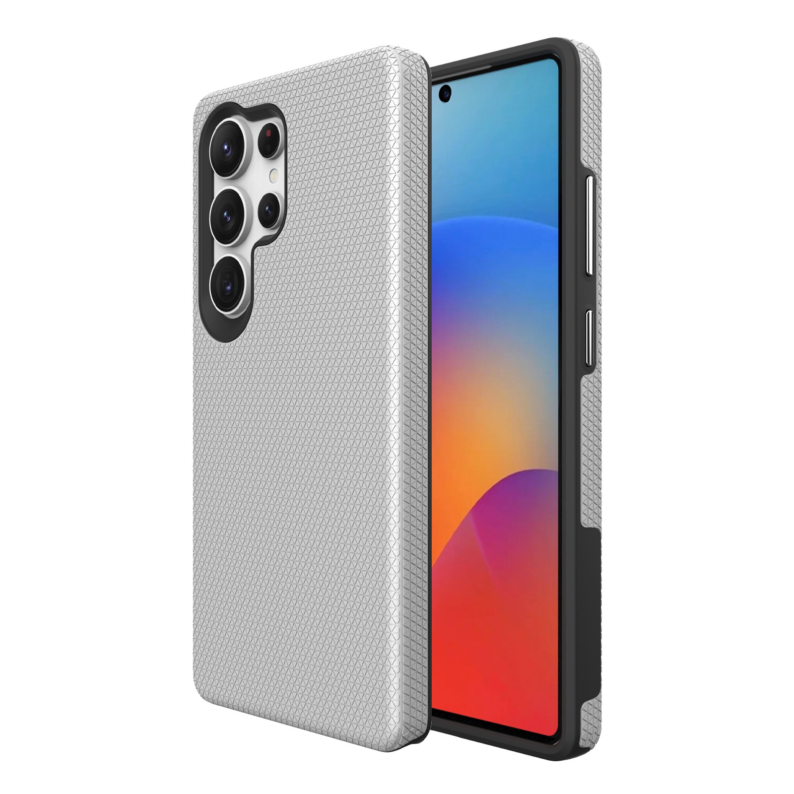 Dėklas Perfectionists Triangle Case Samsung S938 S25 Ultra sidabrinis