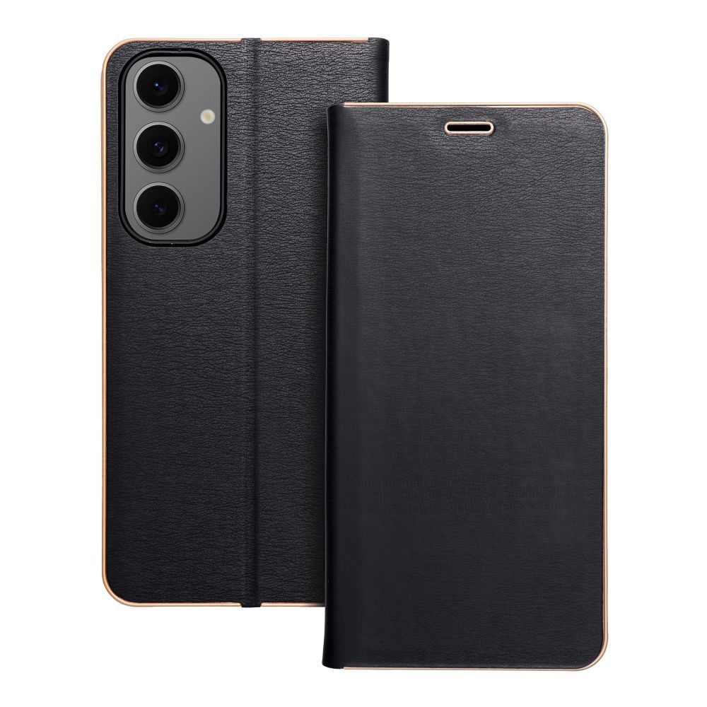 LUNA Book Gold dėklas telefonui SAMSUNG S24 FE juodas