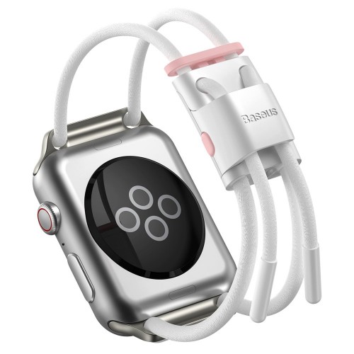 Dirželis Baseus Lets go skirtas Apple Watch Series 42 / 44mm baltas/rožinis