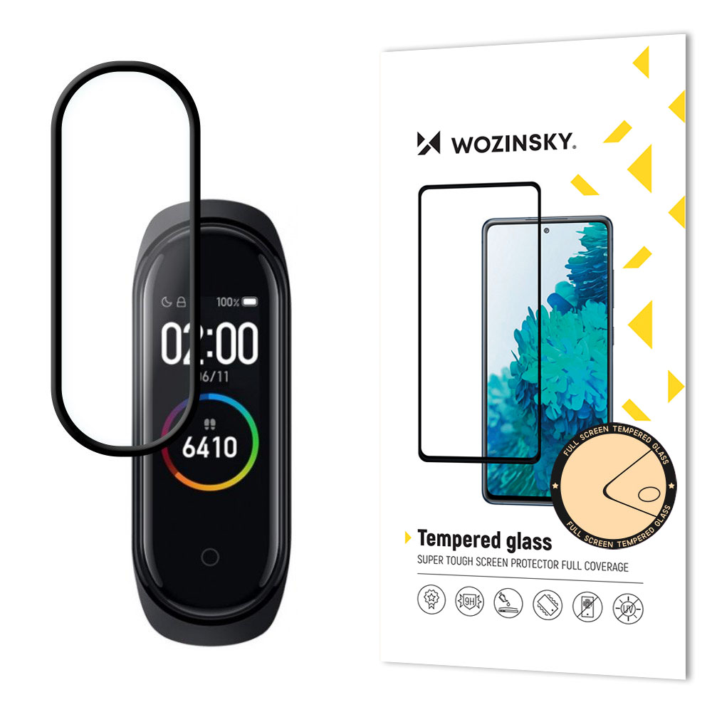 Wozinsky plėvelė su pilnu lipnumu, visiškai dengia, su rėmeliu draugiška Xiaomi Mi Band 6 / Mi Band 5, juoda