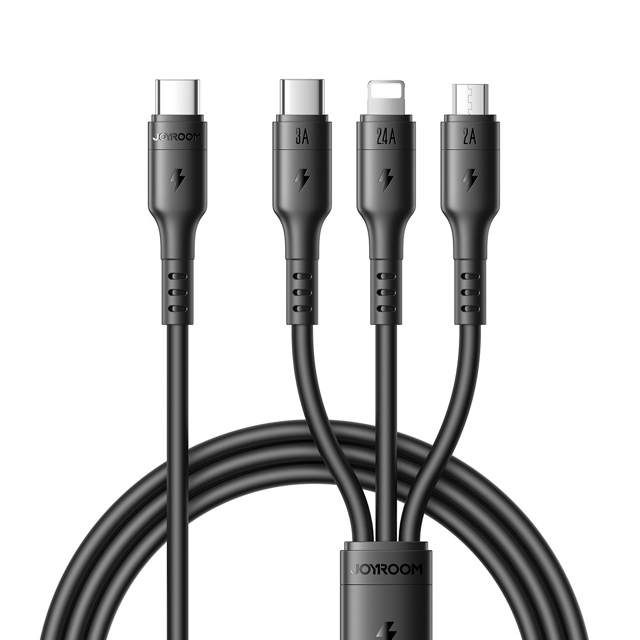 USB Laidas Joyroom S-A61 USB-C į USB-C/Lightning/MicroUSB 3.5A 1.2m juodas