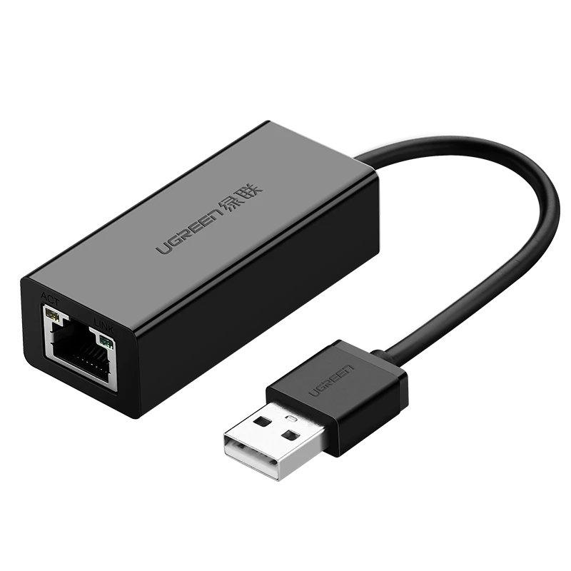 Ugreen išorinė tinklo plokštė RJ45 - USB 2.0 100 Mbps Ethernet juoda (CR110 20254)