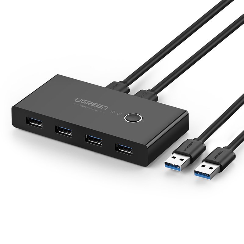 Ugreen šakotuvas HUB 4x USB 3.2 Gen 1 USB skirstytuvas dviem kompiuteriams juodas (US216 30768)