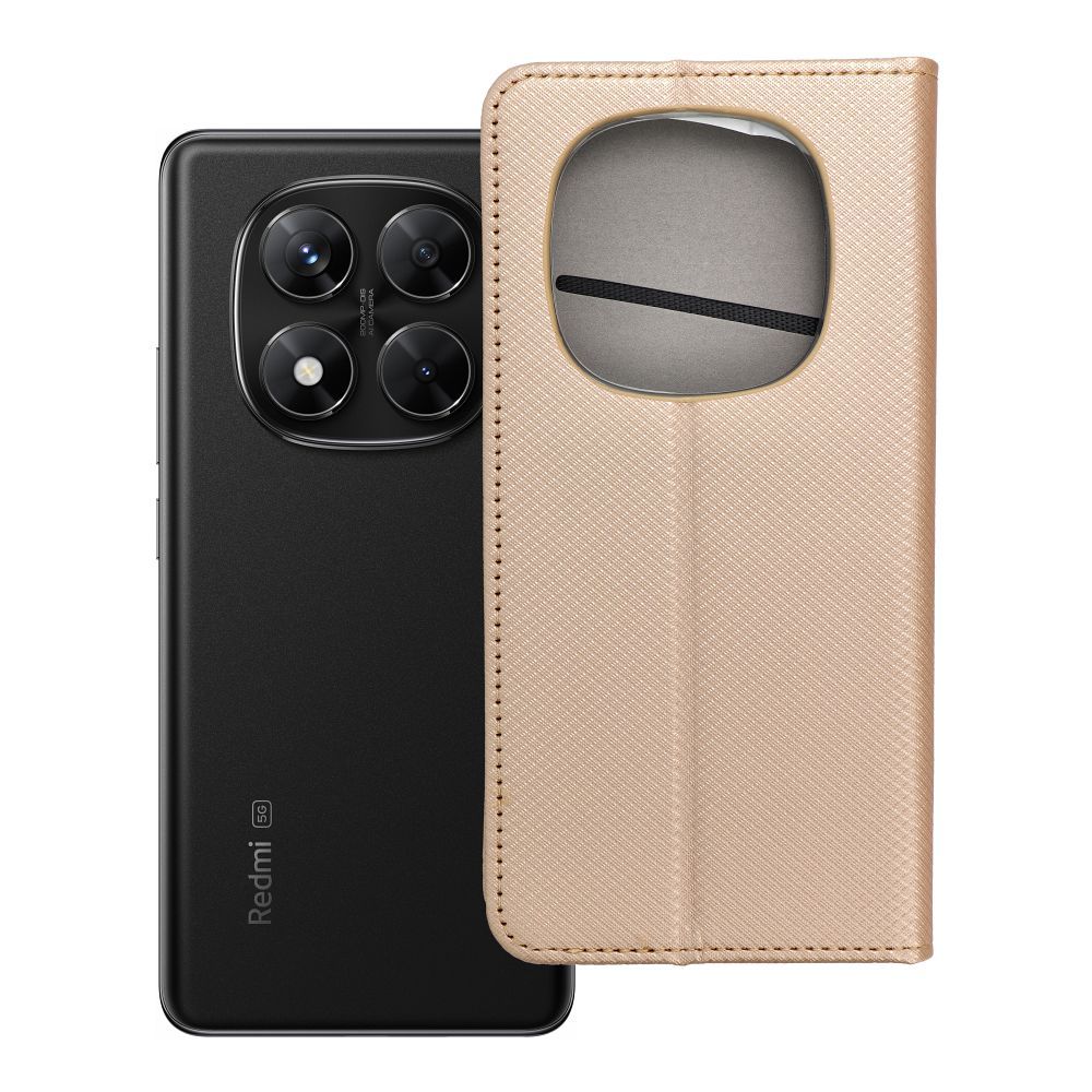 SMART CASE knygos tipo dėklas telefonui XIAOMI Redmi Note 14 PRO 5G / 14 PRO PLUS 5G auksinis